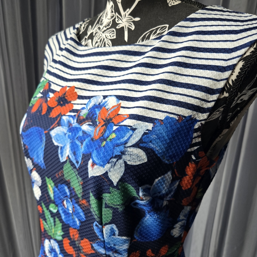 ANTONIO MELANI Navy and White Patterned Dress
